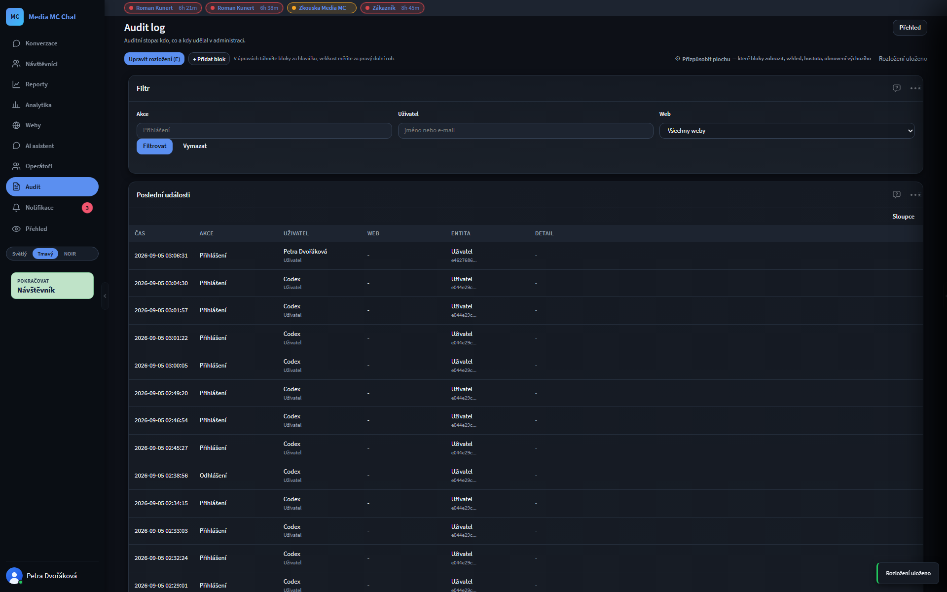 ChatMC - Audit log